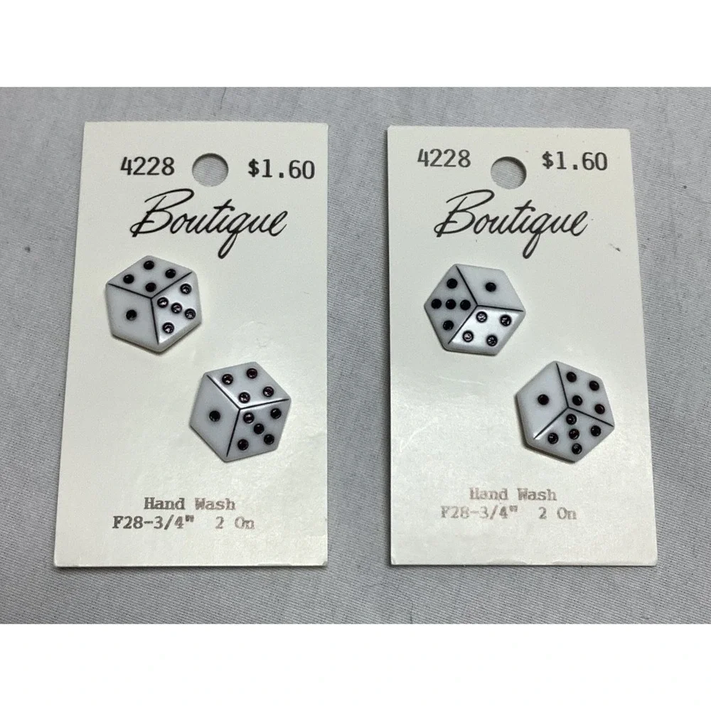 VINTAGE Boutique DICE BLACK WHITE PLASTIC  Buttons lot of 4 3/4